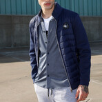 Mimo Solid Bomber Knit Jacket // Navy (XL)