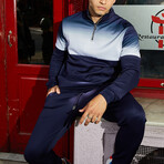 Loghan Gradient Half Zip Mock Neck Pullover // Navy + White Gradient (S)