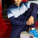 Loghan Gradient Half Zip Mock Neck Pullover // Navy + White Gradient (S)