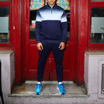 Loghan Gradient Half Zip Mock Neck Pullover // Navy + White Gradient (S)