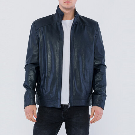 Bennett Leather Jacket // Navy (S)