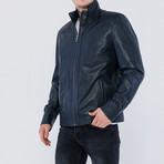 Bennett Leather Jacket // Navy (4XL)