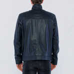 Bennett Leather Jacket // Navy (5XL)