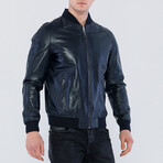Jackson Leather Jacket // Navy Zig (M)