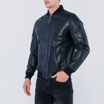 Jackson Leather Jacket // Navy Zig (M)
