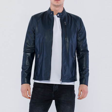 James Leather Jacket // Navy (S)