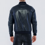 Jackson Leather Jacket // Navy Zig (XL)