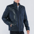 Bennett Leather Jacket // Navy (4XL)