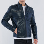 Jason Leather Jacket // Navy (M)