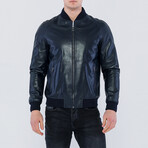 Jackson Leather Jacket // Navy Zig (L)