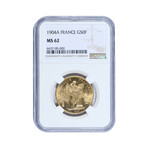 1904A Gold 50 Franc Angel // NGC Certified MS62 // Deluxe Collector's Pouch
