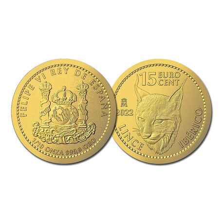 2022-M 1/10th Ounce Spanish Gold Doubloon // Iberian Lynx // Reverse Proof // Deluxe Collector's Box