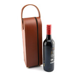 Leather Wine Bottle Carrying Case / Wine Case Holder // Tan