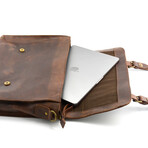 Mens Leather Laptop Bag - Dark Brown