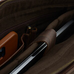 Mens Leather Laptop Bag - Dark Brown