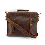 Mens Leather Laptop Bag - Dark Brown