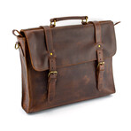 Mens Leather Laptop Bag - Dark Brown