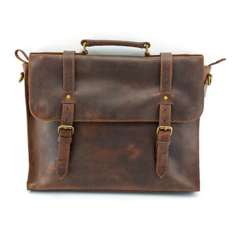 Mens Leather Laptop Bag - Dark Brown