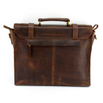 Mens Leather Laptop Bag - Dark Brown