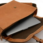 Mens Leather Laptop Bag - Tan Brown