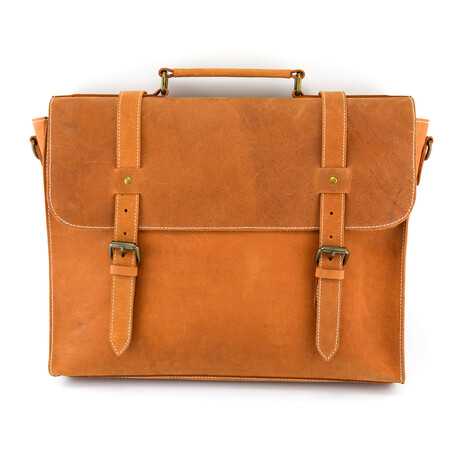 Mens Leather Laptop Bag - Tan Brown