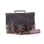 Vintage Retro Buffalo Leather Briefcase // 15" // Dark Brown