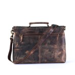 Vintage Retro Buffalo Leather Briefcase // 15" // Dark Brown