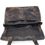 Vintage Retro Buffalo Leather Briefcase // 15" // Dark Brown