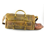 Genuine Leather Duffel Bag + Weekend Luggage Bag //  Brown