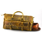 Genuine Leather Duffel Bag + Weekend Luggage Bag //  Brown