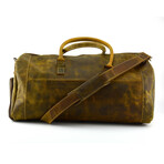 Genuine Leather Duffel Bag + Weekend Luggage Bag //  Brown