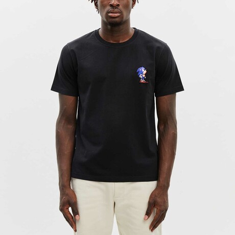 BRICKTOWN x SONIC THE HEDGEHOG // Sonic Looking up T-Shirt // Black (X-Small)