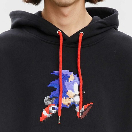 BRICKTOWN x SONIC THE HEDGEHOG // Sonic Jumping Hoodie // Black (X-Small)