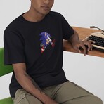 BRICKTOWN x SONIC THE HEDGEHOG // Sonic Jumping T-Shirt // Black (X-Small)