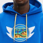BRICKTOWN x SONIC THE HEDGEHOG // Emerald Hill Badge Hoodie // Blue (Large)