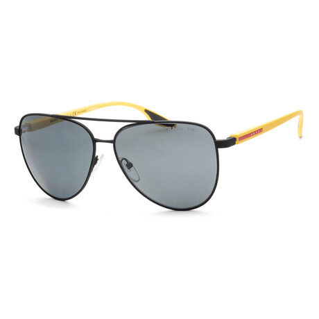Men's Linea Rossa PS52WS-08W02G-61 Polarized Sunglasses // Black Rubber + Dark Gray Lens