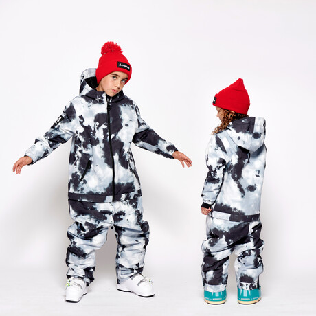 Oneskee Mini 2 in 1 Technical Snow Suit // Black White Tie Dye (XS)