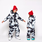 Oneskee Mini 2 in 1 Technical Snow Suit // Black White Tie Dye (XS)