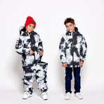 Oneskee Mini 2 in 1 Technical Snow Suit // Black White Tie Dye (M)