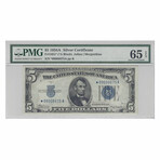 1934 A $5 Silver STAR Certificate // PMG 65 Gem Uncirculated EPQ #675