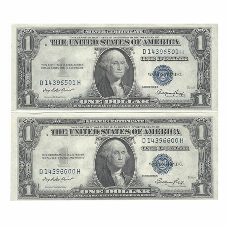 1935 E $1 Silver Certificates Pack // Includes 4 STAR Notes // Consecutive Notes #501-600 // Gem Uncirculated