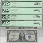 1935 A $1 Silver Certificates // 5 Consecutive Notes #429-433 // PCGS 66 Gem New PPQ