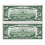 1934 $50 Federal Reserve // 2 Consecutive Notes #204-205 // Gem Uncirculated