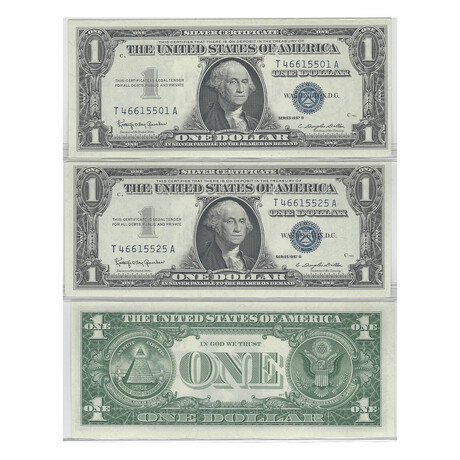 1957 B $1 Silver Certificates Quarter Pack // Raw Consecutive Notes #501-525