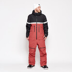 Oneskee Men's Mark VII 25k Ski Suit // Burgundy + Black (L)