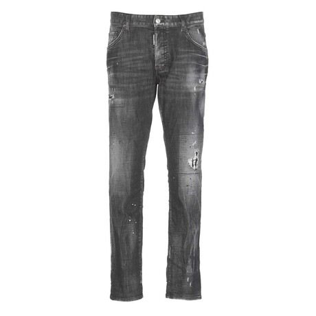 Ripped Knee Wash Skater Jeans // Black (34WX32L)