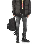 Ripped Knee Wash Skater Jeans // Black (38WX32L)