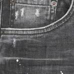 Ripped Knee Wash Skater Jeans // Black (38WX32L)