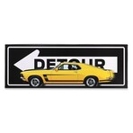 Ford Yellow Mustang Detour Street Sign