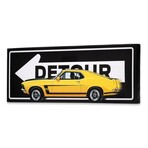 Ford Yellow Mustang Detour Street Sign